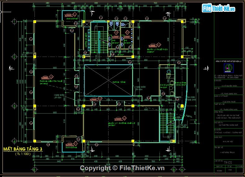 Bản vẽ cad Chi cục thuế,File cad chi cục thuế,bản vẽ chi cục thuế,Hồ sơ chi cục thuế 3 tầng