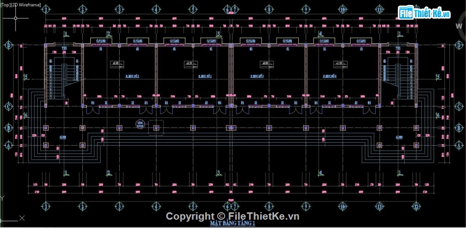 bản vẽ trường học 9.8x36.25m,File cad  trường học 2 tầng,trường học 2 tầng 9.8x36.25m,kiến trúc trường học 2 tầng