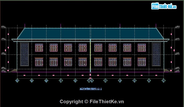 bản vẽ trường học 9.8x36.25m,File cad  trường học 2 tầng,trường học 2 tầng 9.8x36.25m,kiến trúc trường học 2 tầng