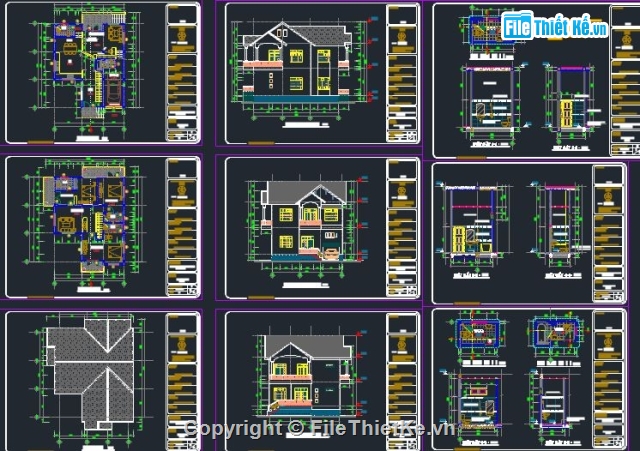 kiến trúc biệt thự,biệt thự 2 tầng,bản vẽ biệt thư 2 tầng,mẫu biệt thự,File cad nhà biệt thự,file cad nhà ở