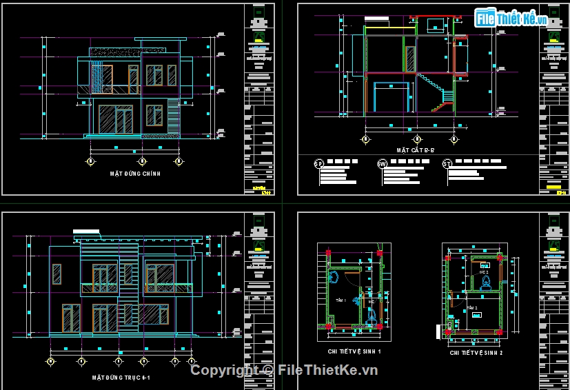 Nhà 2 tầng dwg,Nhà phố 2 tầng 8.6x13.72m,Bản vẽ Nhà phố 2 tầng,File cad Nhà phố 2 tầng