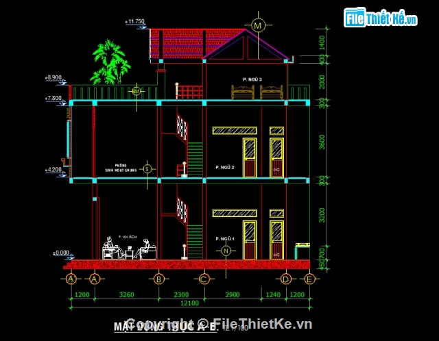 nhà phố 3 tầng,nhà 3 tầng,Bản vẽ nhà phố,nhà phố 3 tầng 6x12m,CAD nhà phố 3 tầng,Bản vẽ nhà 3 tầng