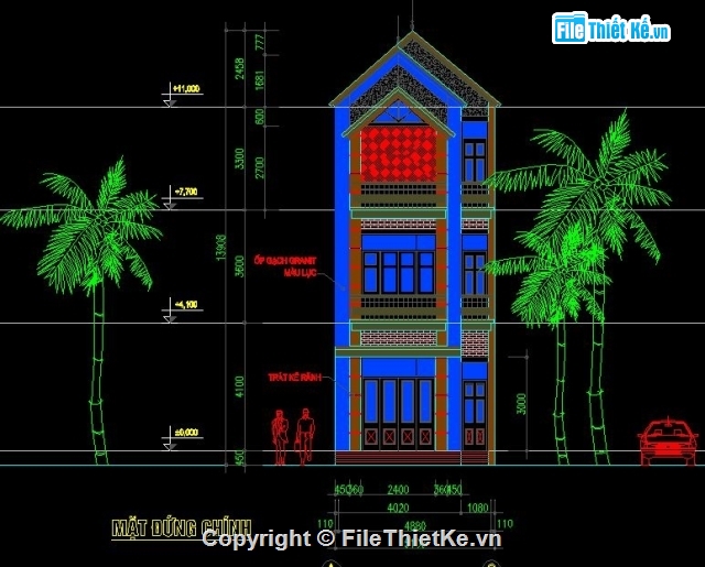 Nhà phố kích thước 5.1x19m,Bản vẽ nhà phố,mẫu nhà phố đẹp
