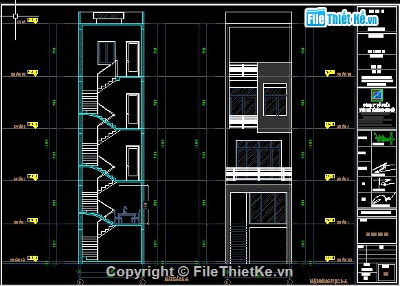 bản vẽ cad nhà phố 4.5 tầng,bản vẽ  nhà phố 4.5 tầng,nhà phố 4.5 tầng,Cad Nhà Phố 4.5 tầng 4.5x20m