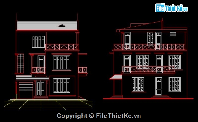 Bản vẽ nhà phố,Nhà phố hiện đại,Nhà phố 8x8m,kiến trúc 3 tầng