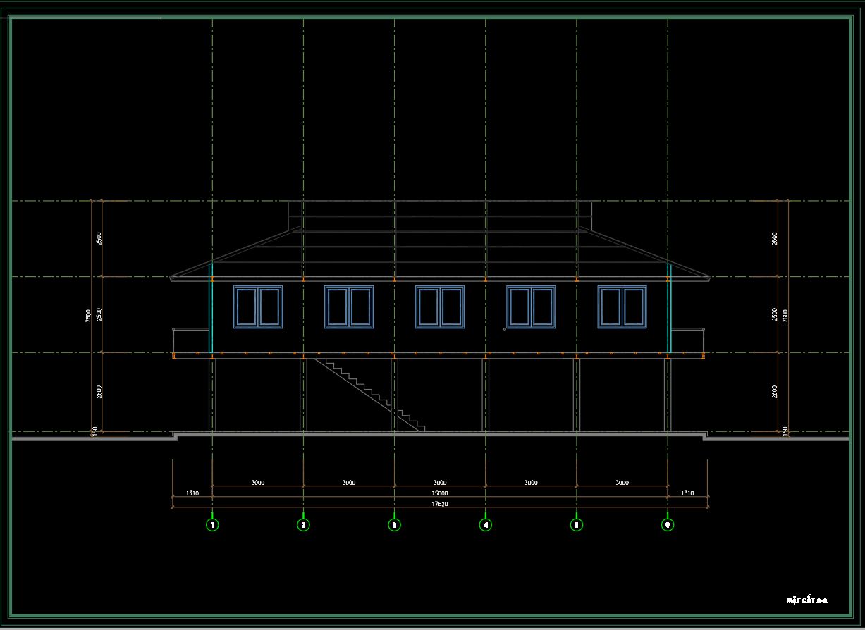 Bản vẽ cad nhà sàn,file cad nhà sàn,bv cad nhà sàn,bản vẽ nhà sàn,cad nhà sàn khung thép