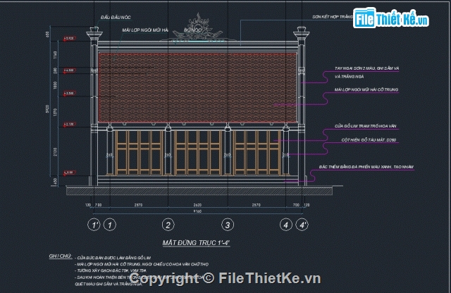 Bản vẽ cad Nhà thờ họ bằng gỗ 5.5x9m