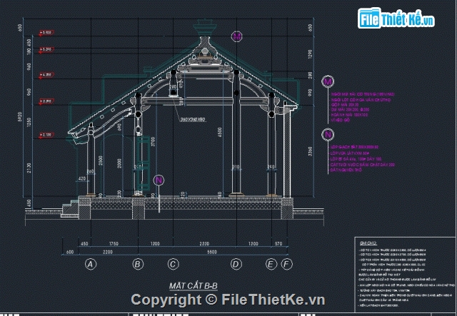 Bản vẽ cad Nhà thờ họ bằng gỗ 5.5x9m