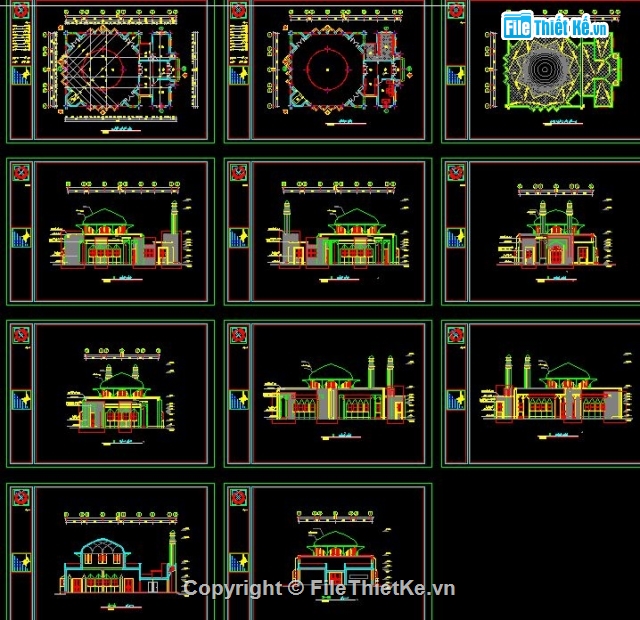 Nhà thờ hồi giáo,Bản vẽ nhà thờ hồi giáo,Bản vẽ CAD Nhà thờ,CAD Nhà thờ hồi giáo,hà thờ hồi giáo hạng mục kiến trúc