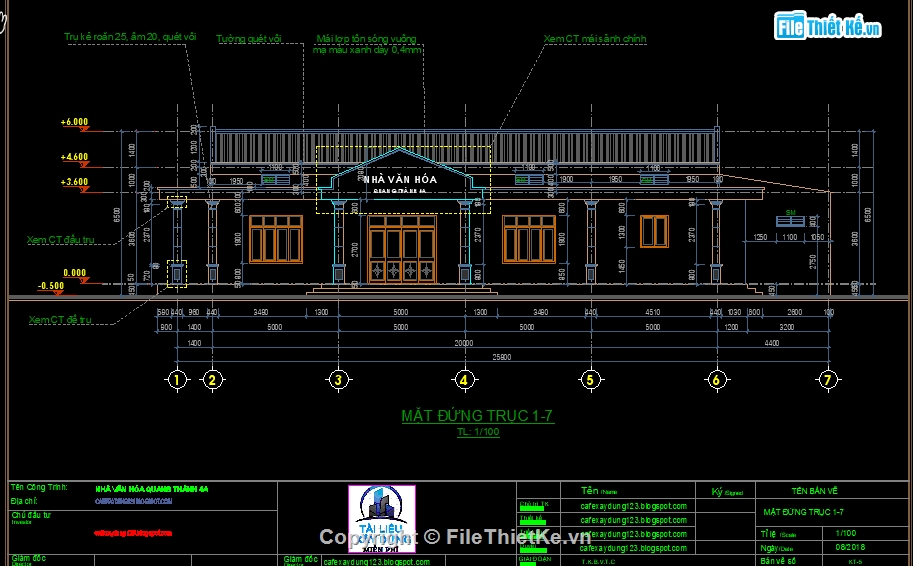 full bản vẽ nhà văn hóa,bản vẽ nhà văn hóa 12.2x25.8m,file cad nhà văn hóa thôn,file cad nhà văn hóa,File cad nhà văn hóa