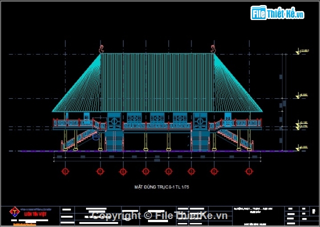 Bản vẽ cad nhà văn hóa xã ở tây nguyên,bản vẽ nhà rông tây nguyên,bản vẽ nhà văn hóa trên tây nguyên