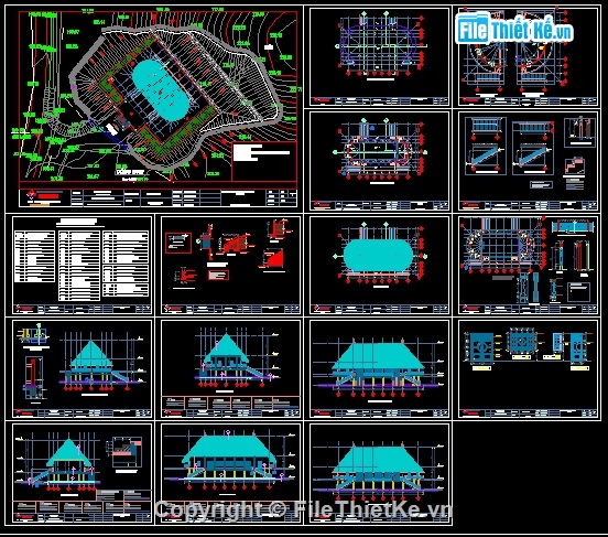 Bản vẽ cad nhà văn hóa xã ở tây nguyên,bản vẽ nhà rông tây nguyên,bản vẽ nhà văn hóa trên tây nguyên