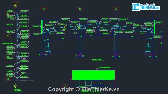 nhà xưởng,Nhà xưởng KCT kích thước 66mx15m,Bản vẽ chi tiết nhà xưởng,bản vẽ nhà công nghiệp