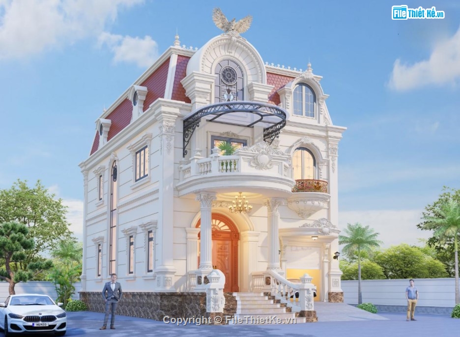 bản vẽ biệt thự tân cổ điển,bản vẽ cad biệt thự lâu đài,bản vẽ cad biệt thự tân cổ điển 2 tầng