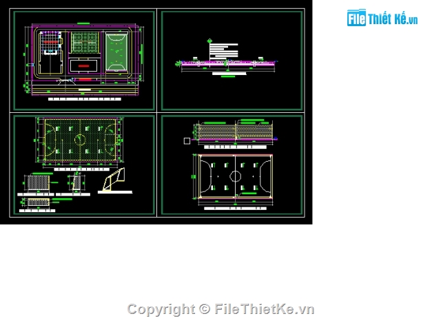 file cad sân bóng,sân bóng mini (5 người),bản vẽ sân cỏ,sân bóng mini nhân tạo đẹp