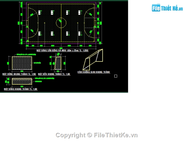 file cad sân bóng,sân bóng mini (5 người),bản vẽ sân cỏ,sân bóng mini nhân tạo đẹp