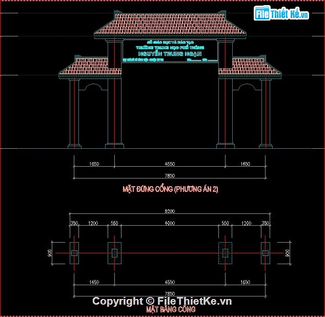 cổng trường THPT,bản vẽ cổng trường học,cổng trường lạ,Bản vẽ