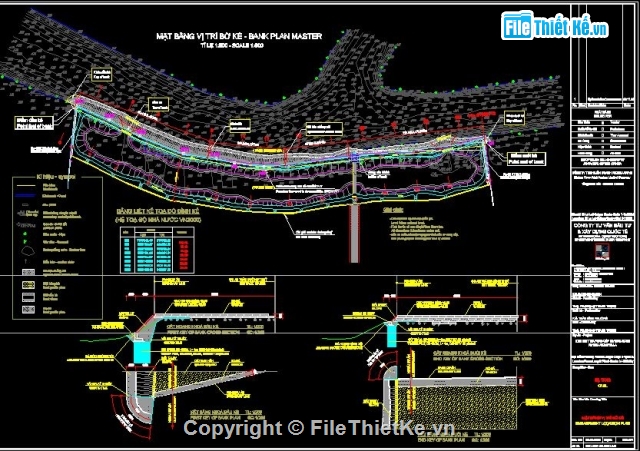 Thiết kế kè bờ,kè đê,bờ kè chắn lũ,bản vẽ kè sông