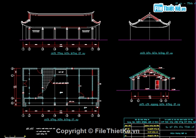 kiến trúc chùa vẽ,bản vẽ chùa vẽ,thiết kế đình chùa,mẫu đình chùa đẹp,tổng thể đình chùa