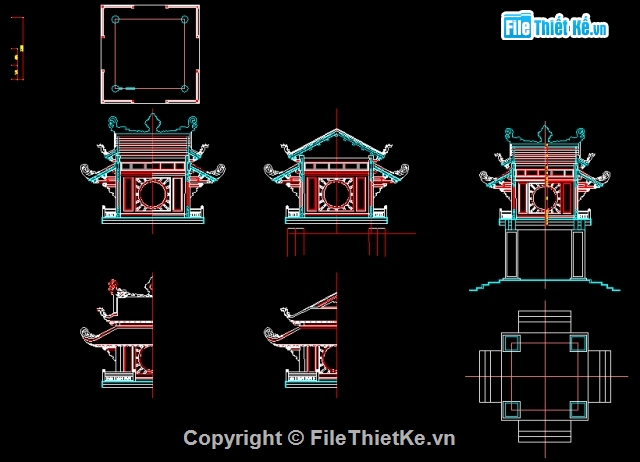 kiến trúc chùa,chùa khuê văn các,bản vẽ khuê văn các,thiết kế khuê văn các