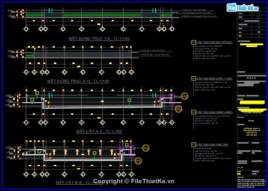 bản vẽ bể bơi,kiến trúc bể bơi,thiết kế bể bơi