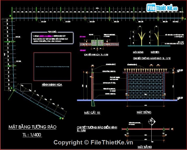 Bản cad thiết kế tường rào,thiết kế tường rào gấp khúc,tường rào đẹp