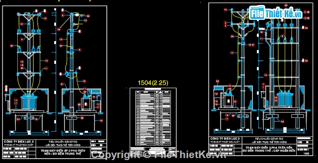 TBA hạ thế,bản vẽ mẫu TBA hạ thế,trạm treo,trạm bệt,TBA điện lực,hạ thế TBA