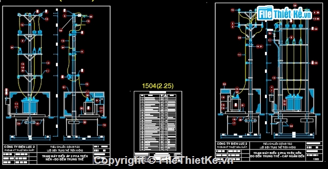 TBA hạ thế,bản vẽ mẫu TBA hạ thế,trạm treo,trạm bệt,TBA điện lực,hạ thế TBA