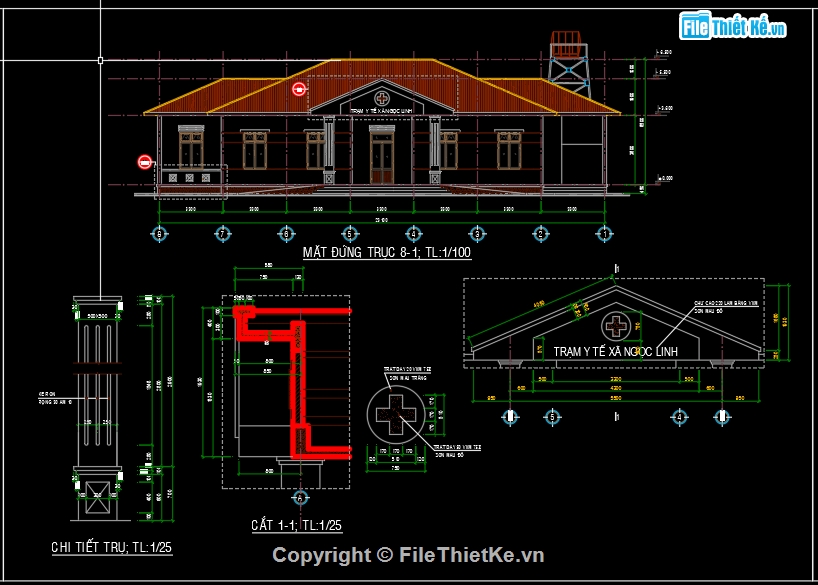 trạm xá xã,bản vẽ trạm y tế,trạm y tế xã,Bản vẽ Trạm y tế xã