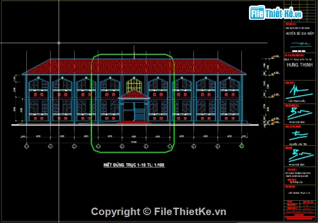 trường học 2 tầng,THCS 2 tầng 8 phòng học,bản vẽ thiết kế trường học,Bản vẽ trường học 12x37.8m