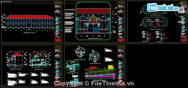 trường học 2 tầng,THCS 2 tầng 8 phòng học,bản vẽ thiết kế trường học,Bản vẽ trường học 12x37.8m