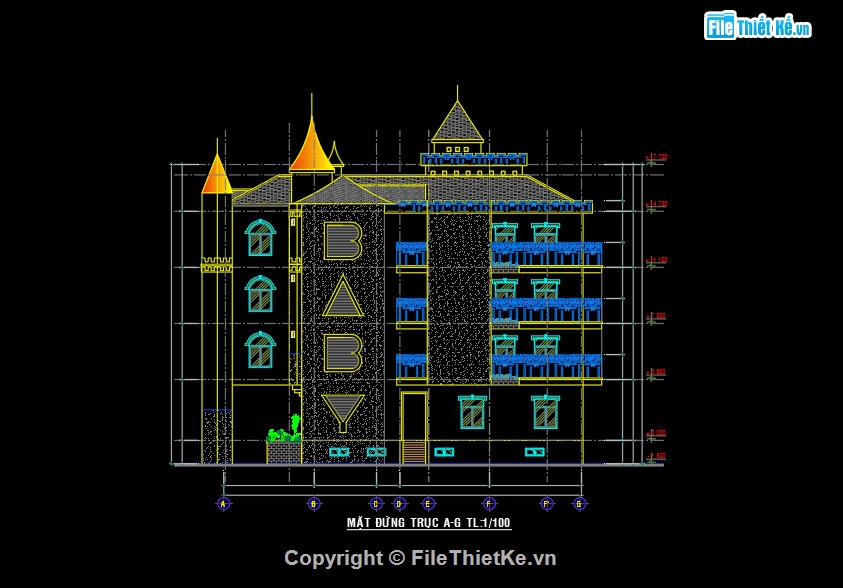 Bản vẽ cad trường mầm non,kiến trúc trường mầm non,bản vẽ trường mầm non