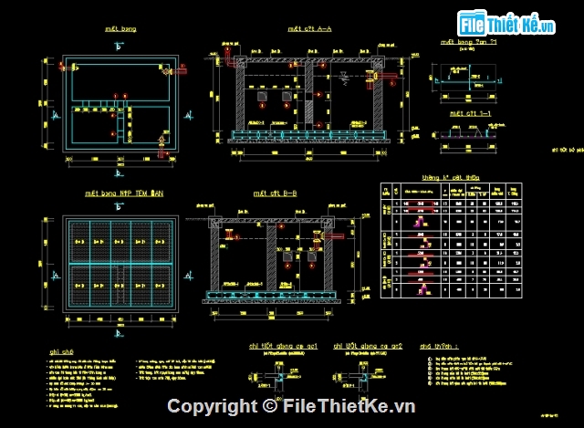 Bể tự hoại,bản vẽ bể nước,Kết cấu hố ga,kết cấu bể tự hoại