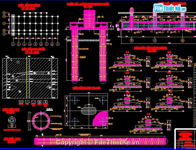 đồ án móng cọc nhồi,bản vẽ hệ thống móng,bản vẽ cọc nhồi