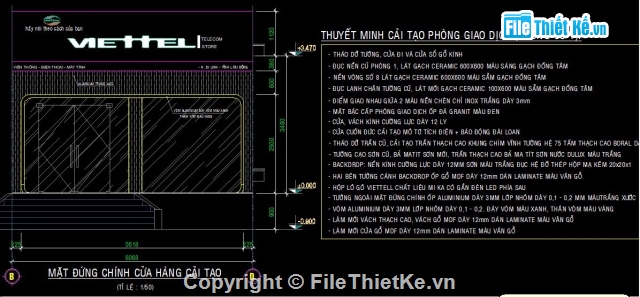 Bản vẽ autocad,viettel store,bản vẽ cải tạo cửa hàng viettel,cad mẫu cửa hàng viettel