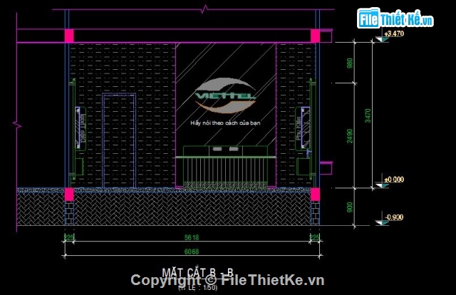 Bản vẽ autocad,viettel store,bản vẽ cải tạo cửa hàng viettel,cad mẫu cửa hàng viettel