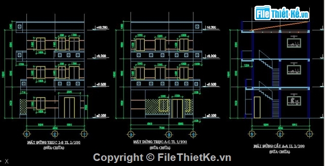 nhà 3 tầng,bản vẽ nhà sửa chữa,cải tạo sửa chữa nhà cao tầng,nhà hàng  2 tầng