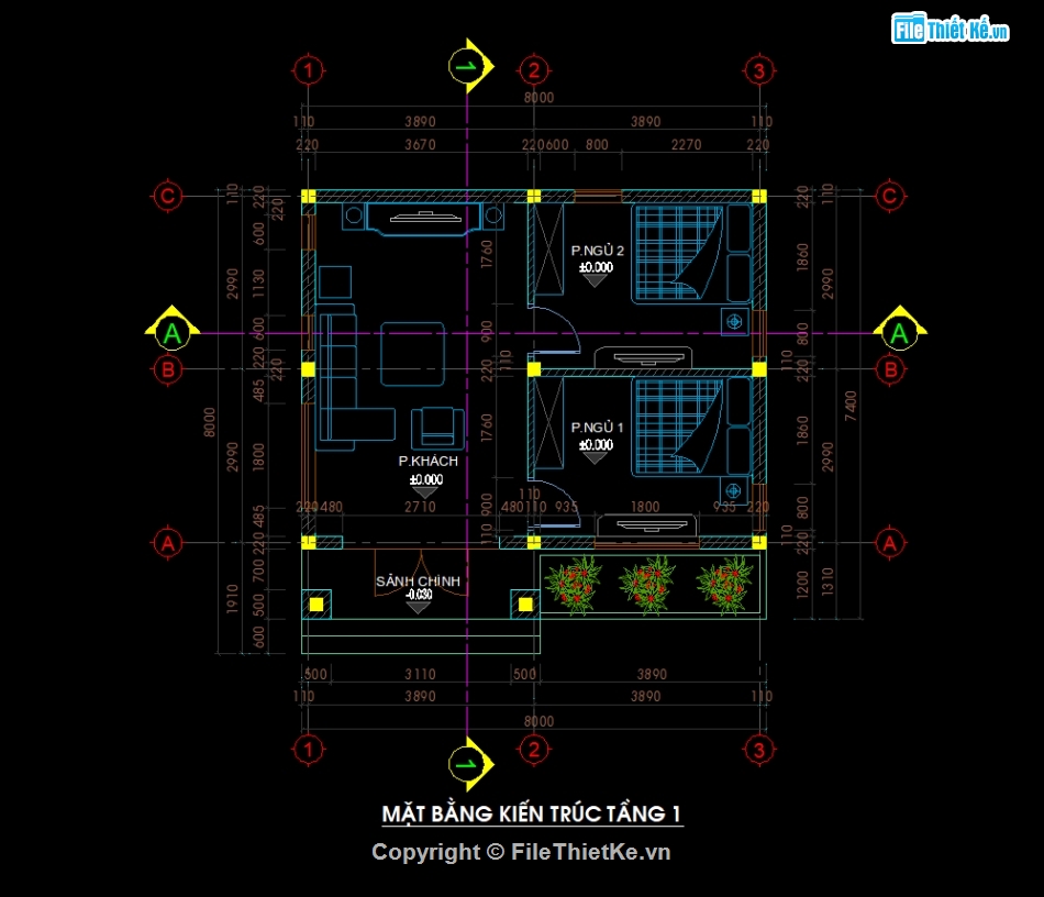 nhà cấp 4 8x8m,nhà vườn 01 tầng mái thái,file cad biệt thự 1 tầng,mẫu biệt thự 1 tầng,thiết kế biệt thự 1 tầng