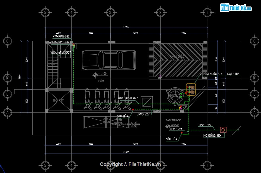 cấp thoát nước,cấp thoát nước nhà phố,Bản vẽ điện nước,Autocad bản vẽ điện nước