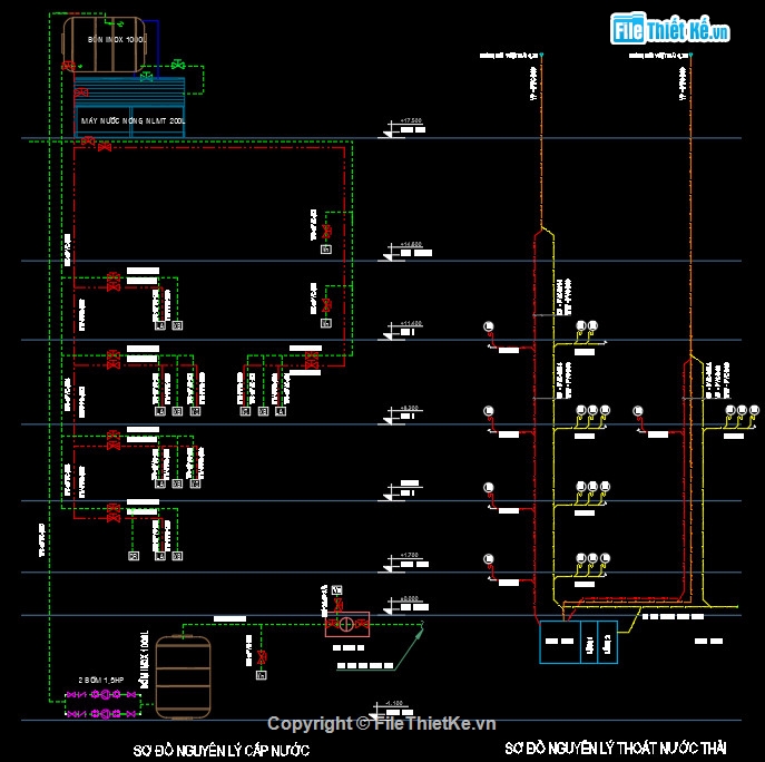 cấp thoát nước,cấp thoát nước nhà phố,Bản vẽ điện nước,Autocad bản vẽ điện nước