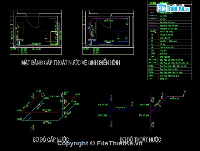 cấp thoát nước,cấp thoát nước nhà phố,bản vẽ cấp nước nhà 4 tầng