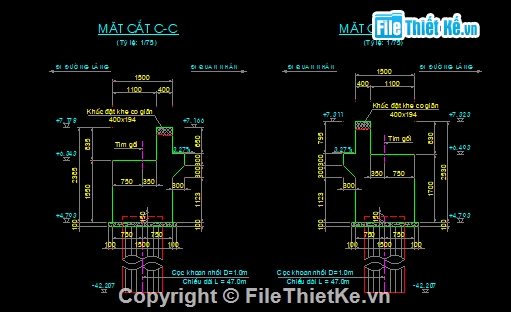 cọc khoan nhồi,xà mũ trực tiếp trên cọc,bản vẽ cầu,mố trụ cầu,mố shixo,trụ shinxo