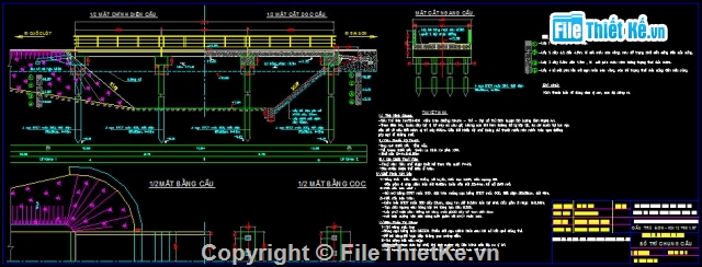 Bản vẽ,Bản vẽ cầu dầm,bản vẽ dầm bản,khổ cầu 4.5m,cầu dầm bản 3 nhịp L= 6.58m,cầu trù sơn