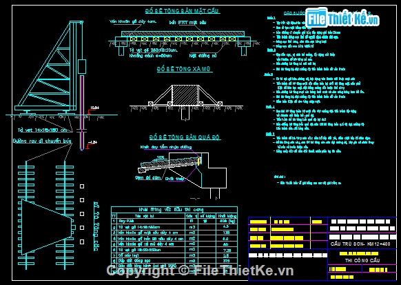 Bản vẽ,Bản vẽ cầu dầm,bản vẽ dầm bản,khổ cầu 4.5m,cầu dầm bản 3 nhịp L= 6.58m,cầu trù sơn
