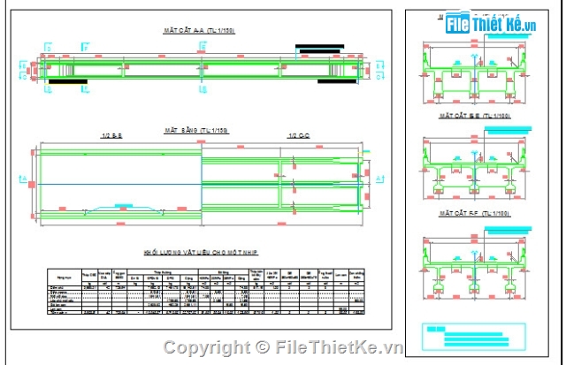 Bản vẽ,Bản vẽ dầm T,Bản vẽ cầu dầm