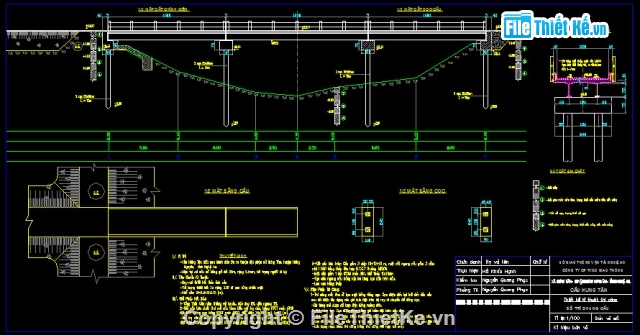 Bản vẽ,Bản vẽ cầu dầm,dầm thép liên hợp,BTCT 3 nhịp 10+12+10m