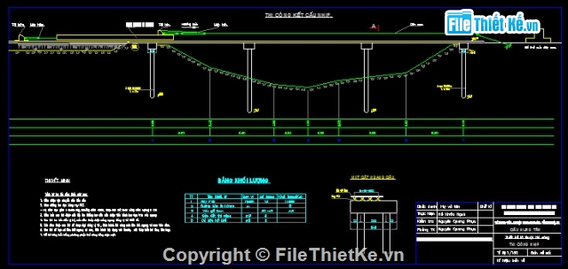 Bản vẽ,Bản vẽ cầu dầm,dầm thép liên hợp,BTCT 3 nhịp 10+12+10m