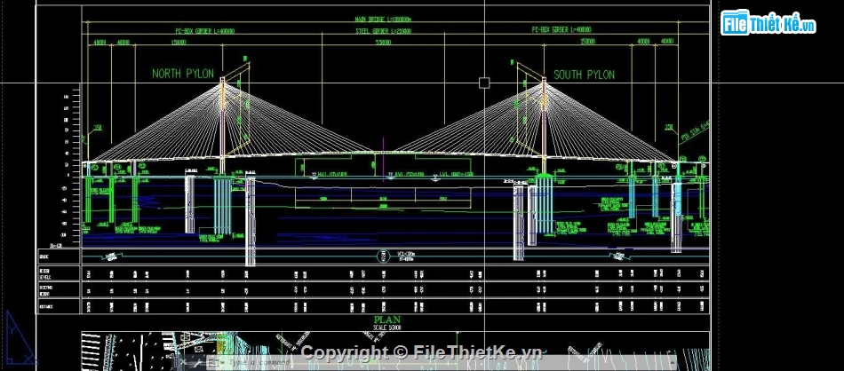 cầu dây văng,dây văng,bản vẽ cầu dây văng