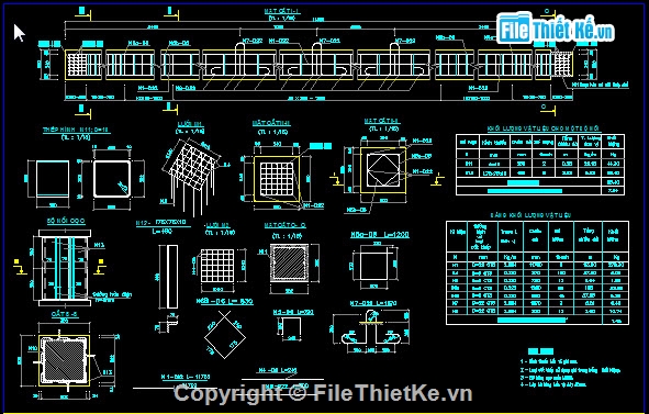 bản vẽ cầu,Bản vẽ cầu bản,Bản vẽ cầu Hưng Lam,6 nhịp bản 12m,Khổ cầu B=4+2x0.25m