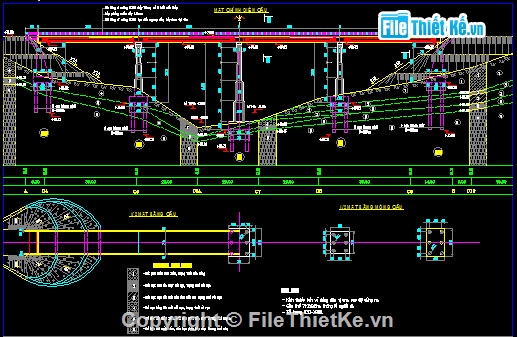 thiết kế cầu,Bản vẽ dầm T,Cầu 4 nhịp dầm T 33m,Khổ cầu B=7+2x0.5m,Bản vẽ cầu Huổi Nguyên - Km11+794.26
